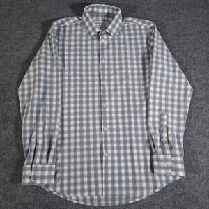 Mizzen Main USA Leeward Shirt Men L Browm Blue Trim Fit Plaid Check Performance